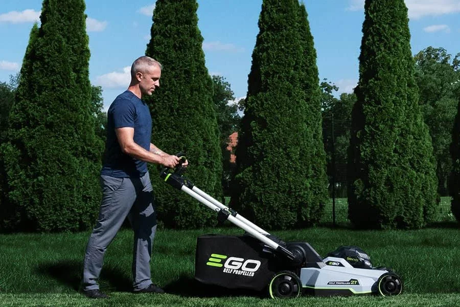 electric lawn mower with bag